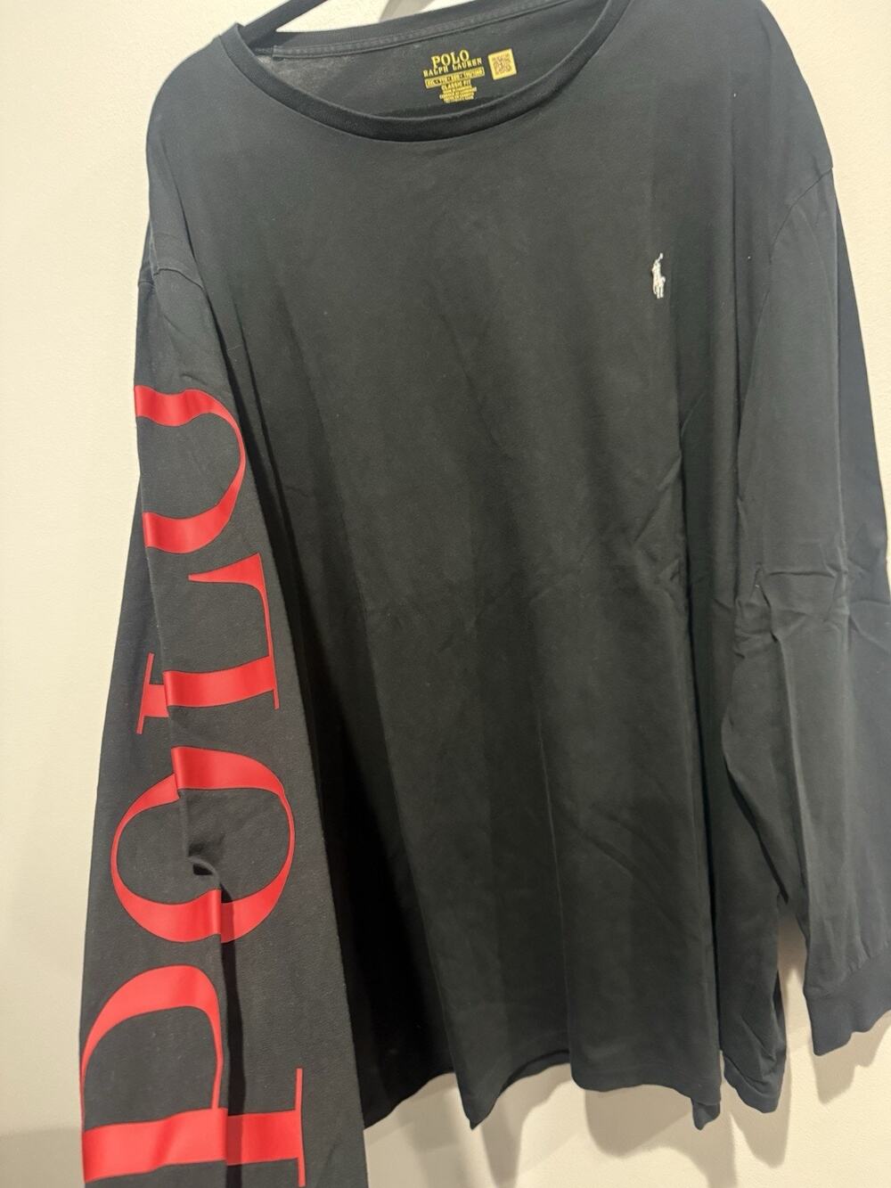 Polo Ralph Lauren Men's Black Long Logo Sleeve Shirt XXL Cotton Classic Fit